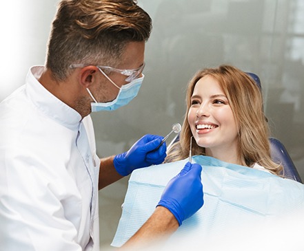 patient talking to her dentist