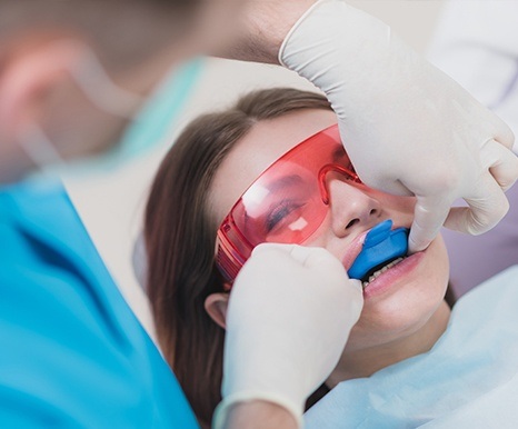 Patient receiving fluoride treatment