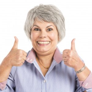 woman with new dental crown