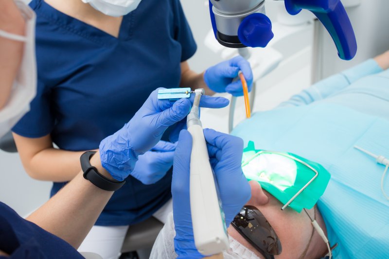 A patient receiving a root canal 